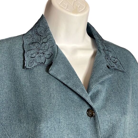 Alfred Dunner Women Petite Blazer Jacket Floral Embroidered Mallard Suit - Picture 2 of 14